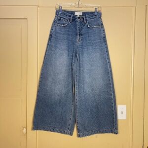 Current/Elliott Blue Wide-Leg Jeans